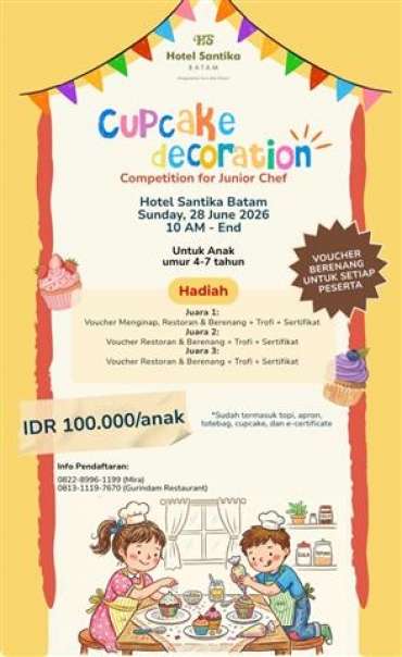 Hotel Santika Batam Gelar 'Cupcake Decoration Competition for Junior Chef'